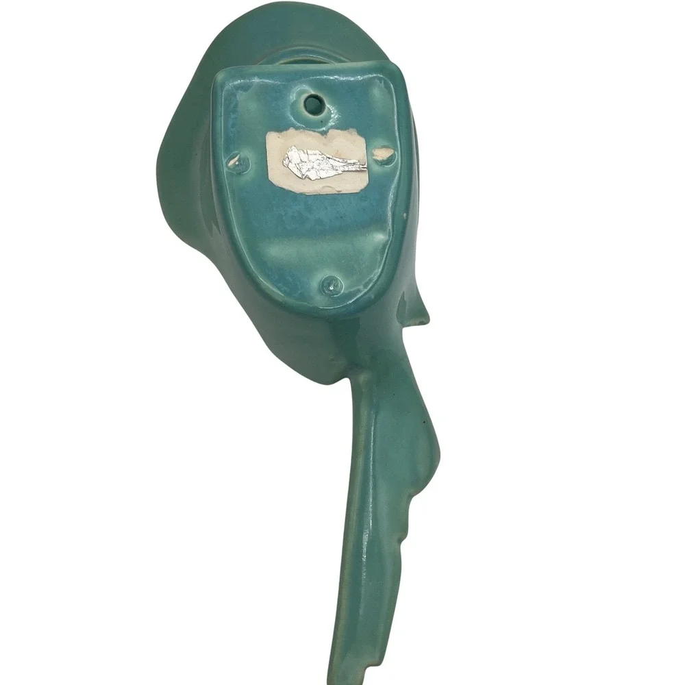 Vintage Haeger Wall Pocket Lady In Bonnet Blue 1940s Art Deco Teal